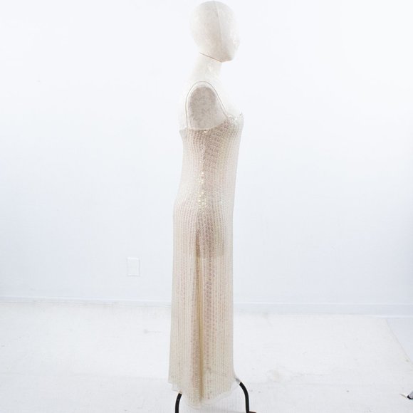 VTG 90s Genny Prada 4 Silk Hologram Sequin Gown - Picture 9 of 15